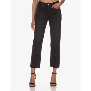 RE/DONE 70’s Stove Pipe Straight Leg Jeans‎ Faded Black Size 26